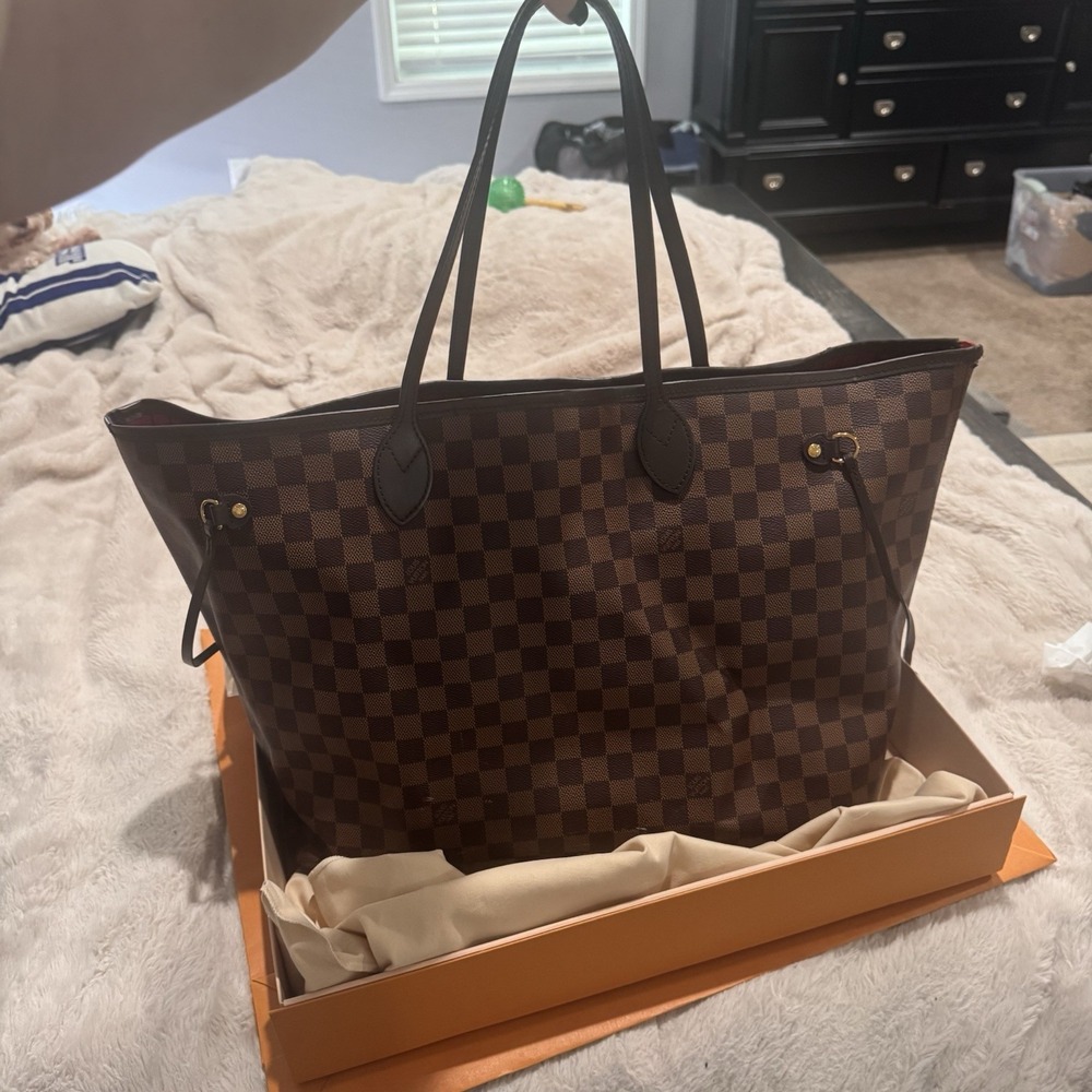 Louis Vuitton Neverfull GM Damier Ebene Cerise Red Tote w/ Dust Bag Box Bag